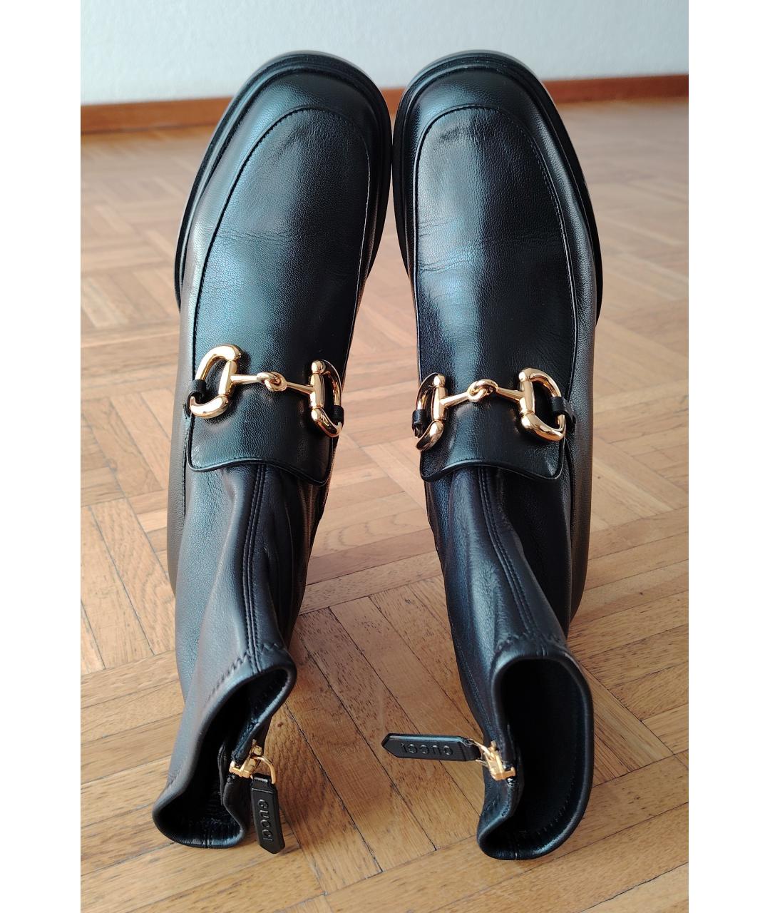 GUCCI Черные кожаные полусапоги, фото 3