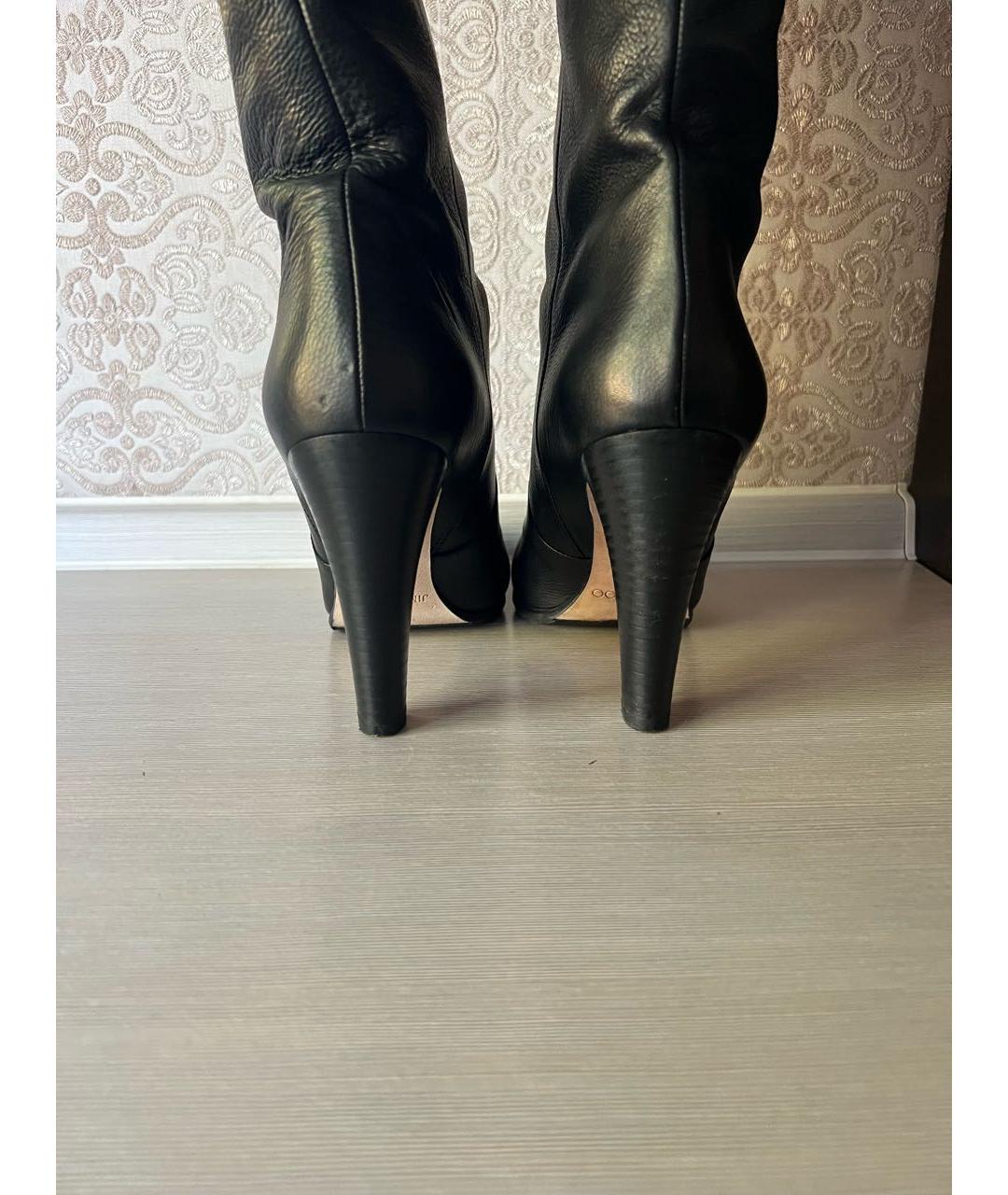 JIMMY CHOO Черные кожаные сапоги, фото 4