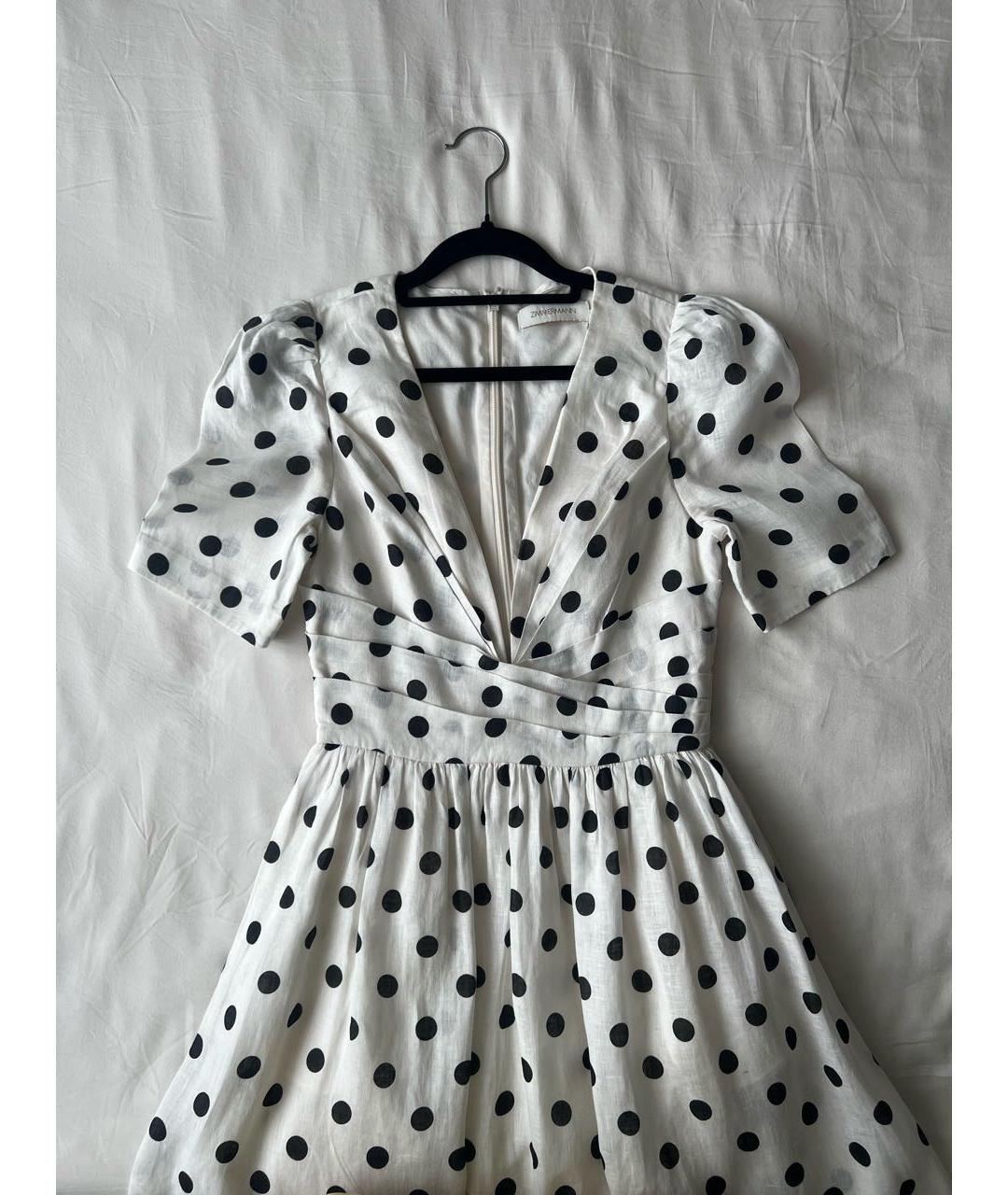 ZIMMERMANN Белое льняное коктейльное платье, фото 4