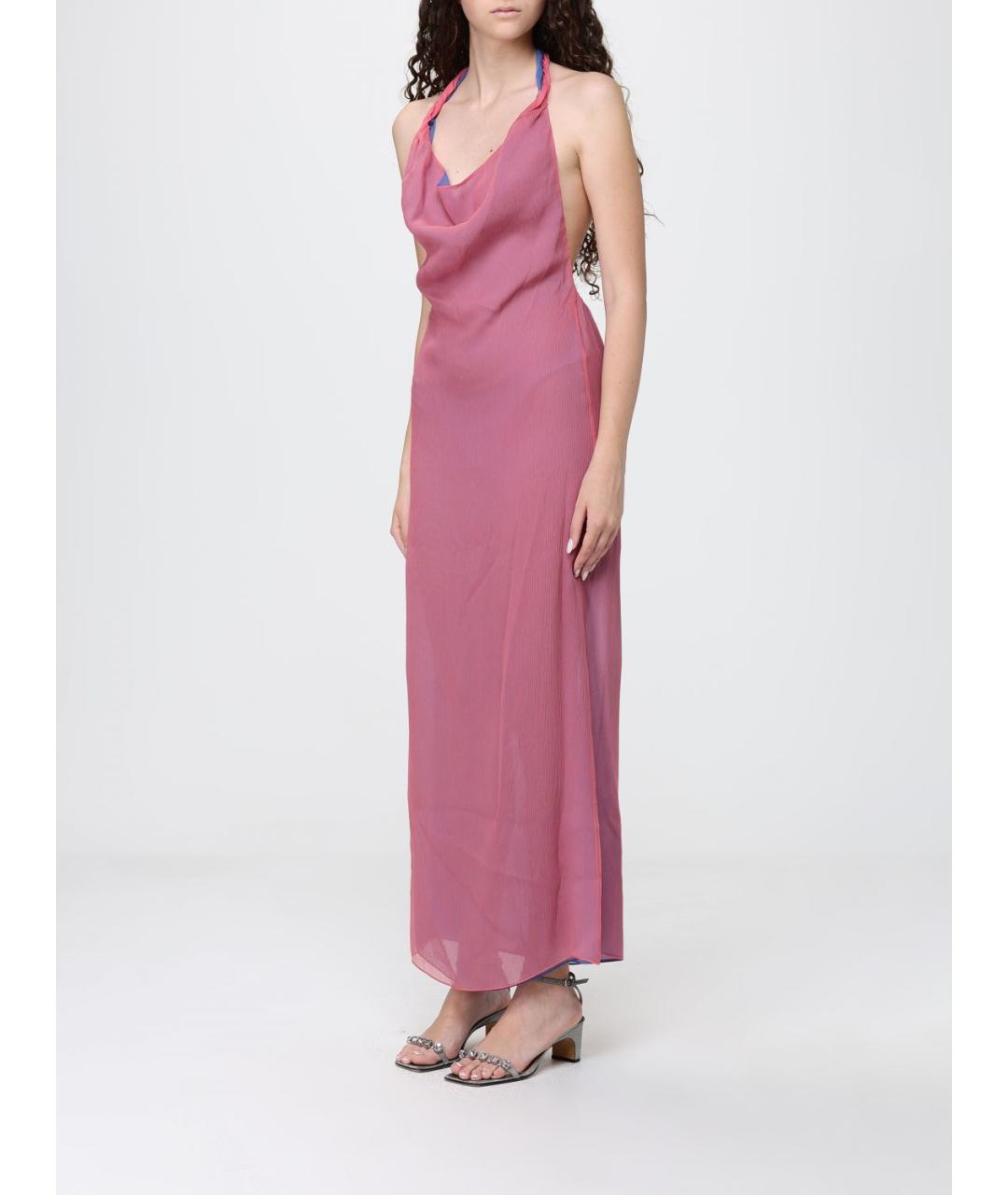 GIORGIO ARMANI Коралловое шелковое повседневное платье, фото 3