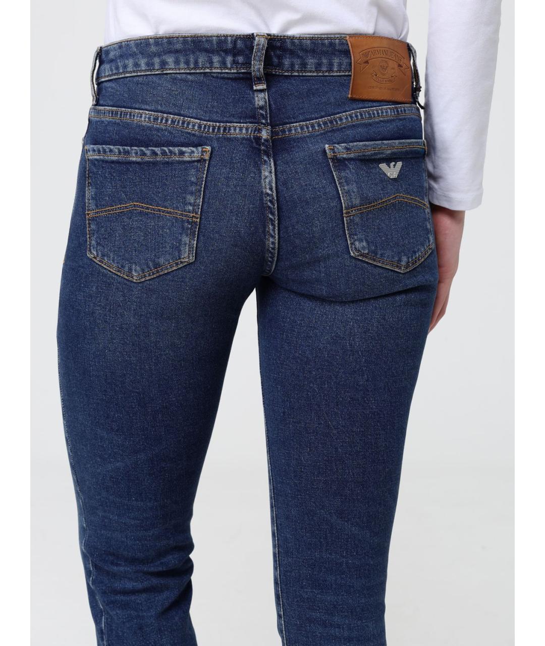 ARMANI JEANS Синие хлопковые джинсы слим, фото 3