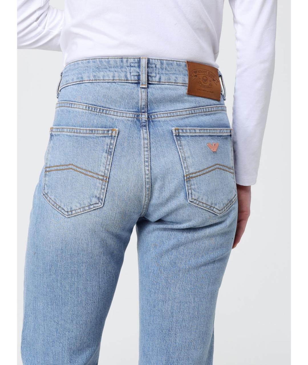 ARMANI JEANS Синие хлопковые прямые джинсы, фото 3