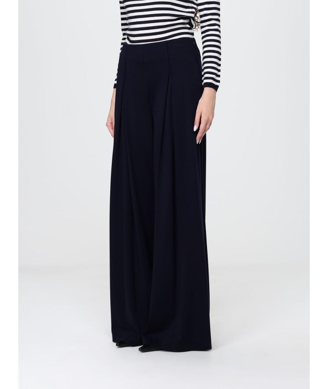 MAX MARA Синие шерстяные прямые брюки, фото 4