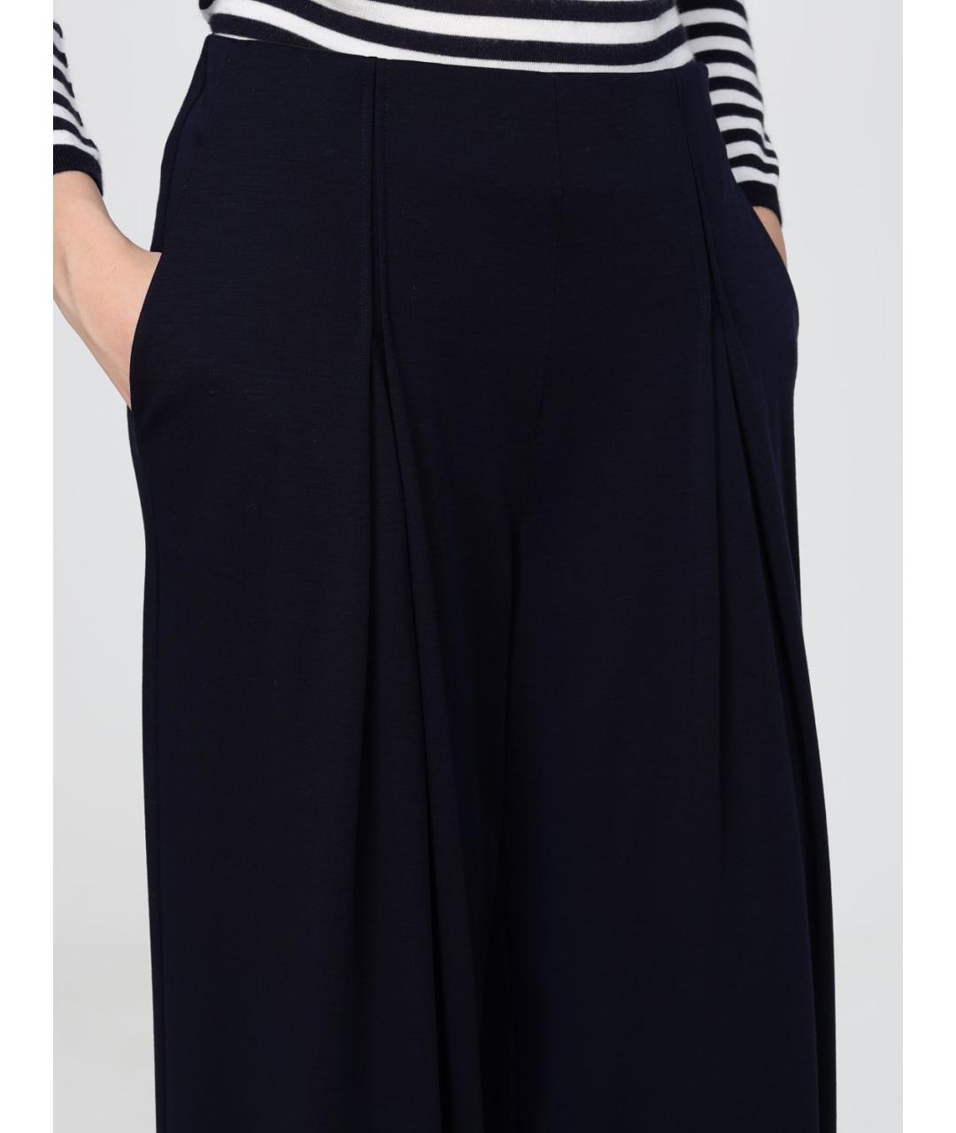 MAX MARA Синие шерстяные прямые брюки, фото 5