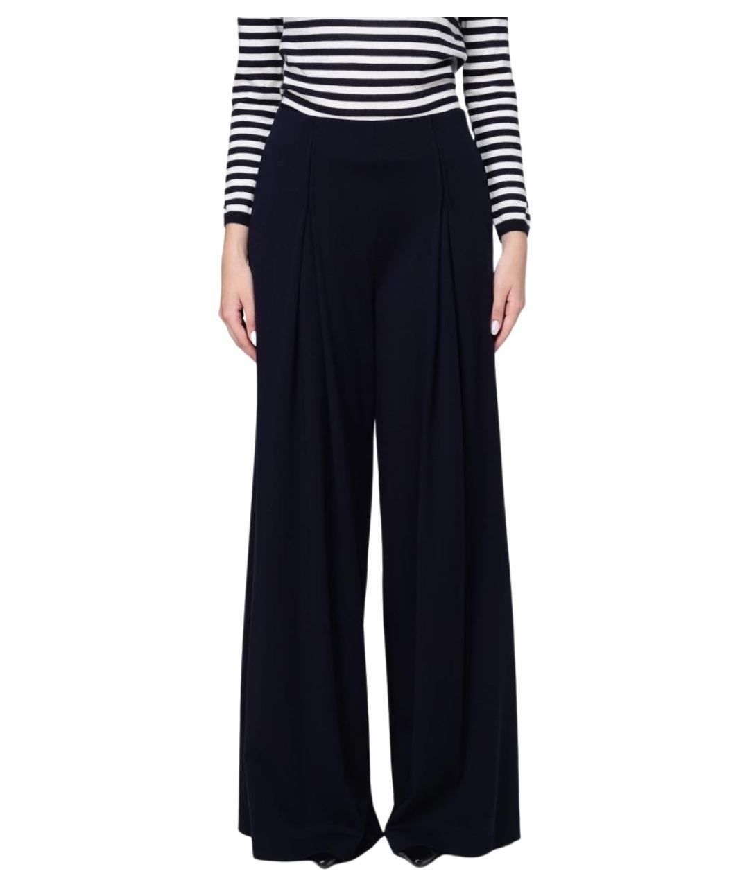 MAX MARA Синие шерстяные прямые брюки, фото 1