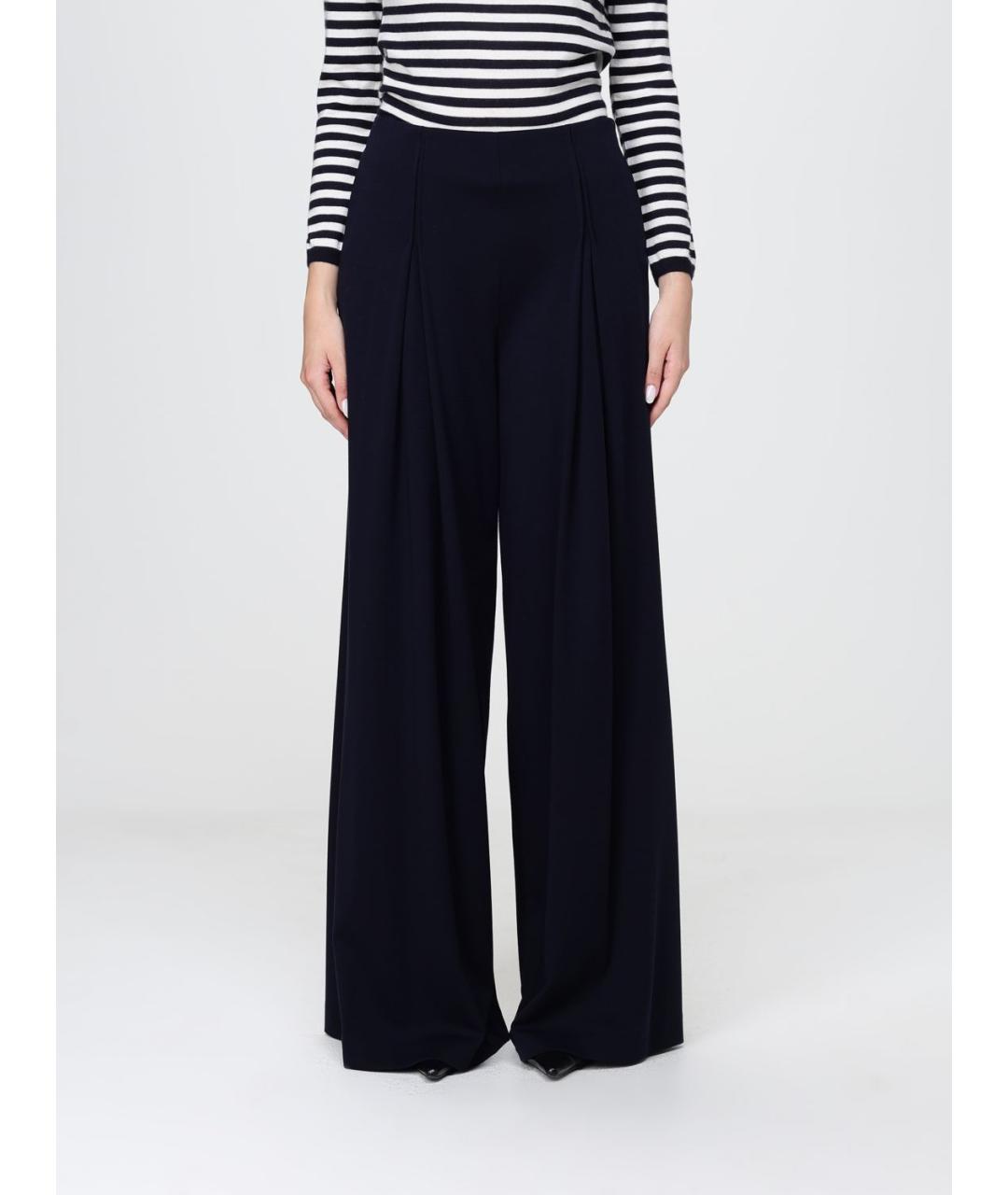 MAX MARA Синие шерстяные прямые брюки, фото 6