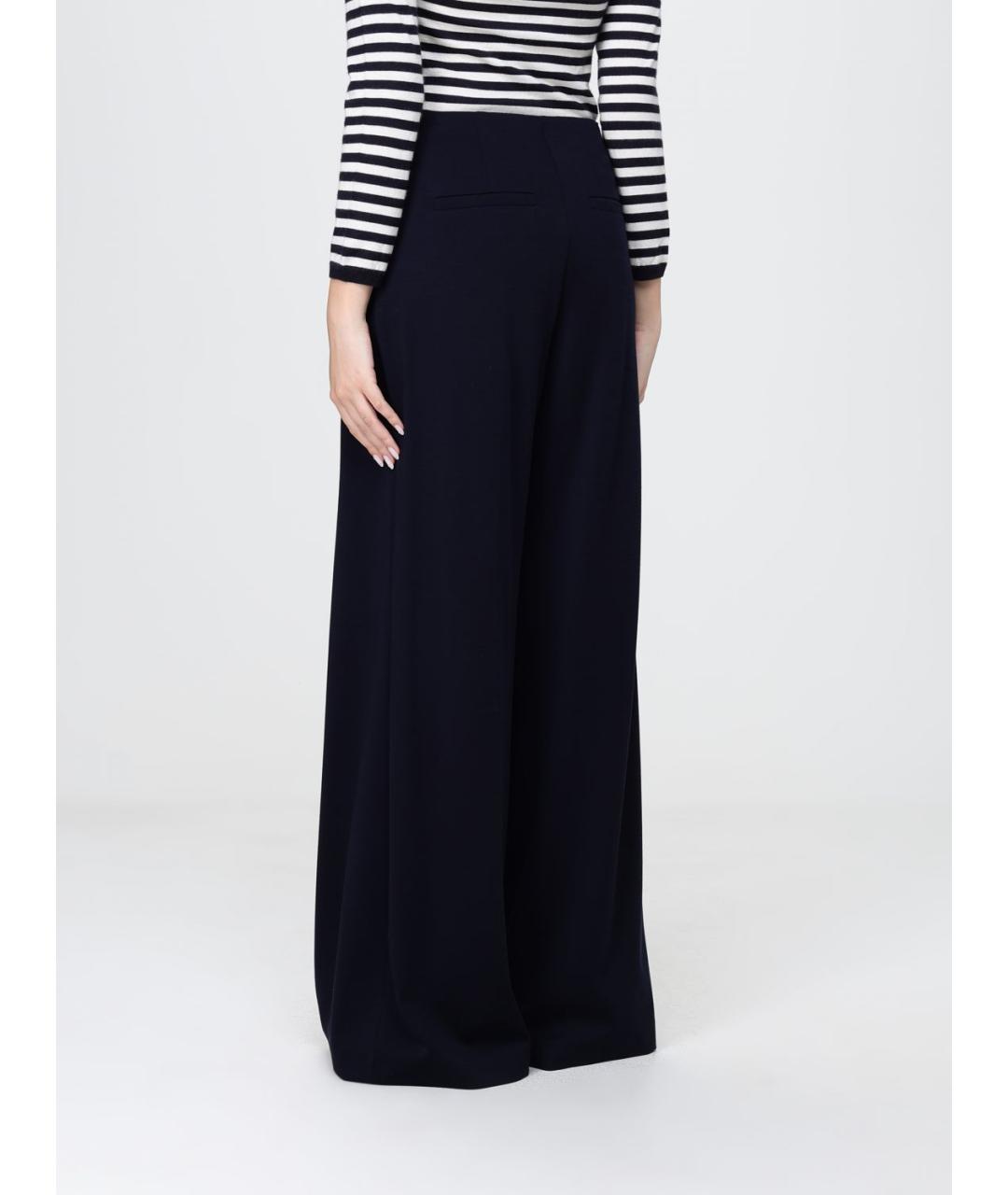 MAX MARA Синие шерстяные прямые брюки, фото 3