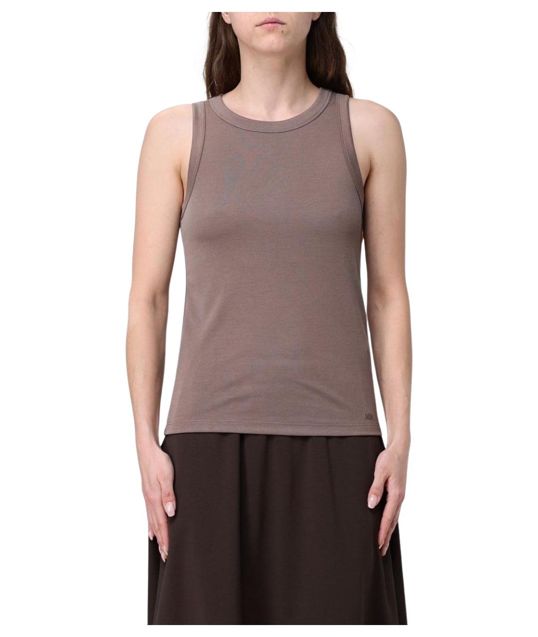 MAX MARA Коричневая хлопковая майка, фото 1