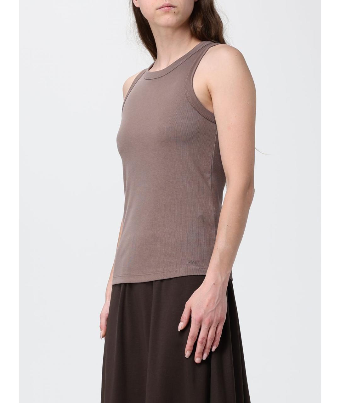 MAX MARA Коричневая хлопковая майка, фото 4