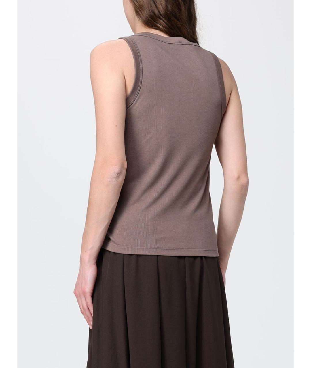 MAX MARA Коричневая хлопковая майка, фото 3