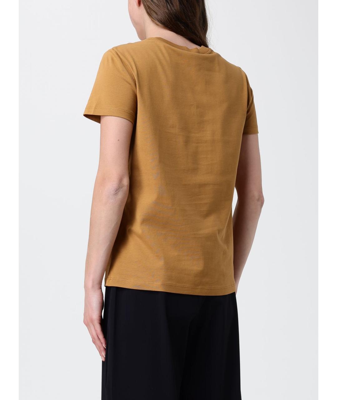 MAX MARA Коричневая хлопковая футболка, фото 2