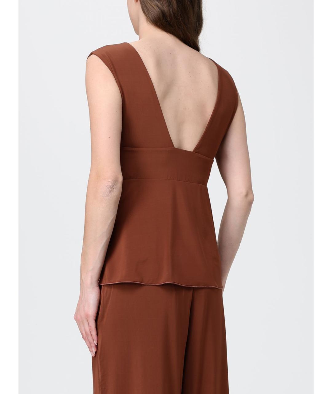 MAX MARA Коричневая майка, фото 3