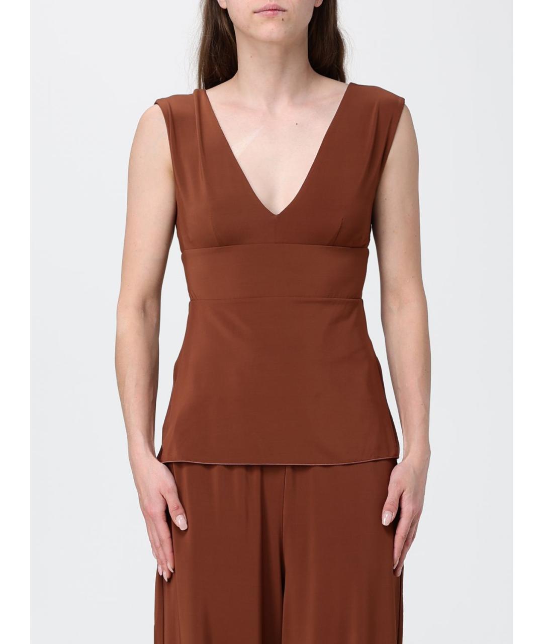 MAX MARA Коричневая майка, фото 5