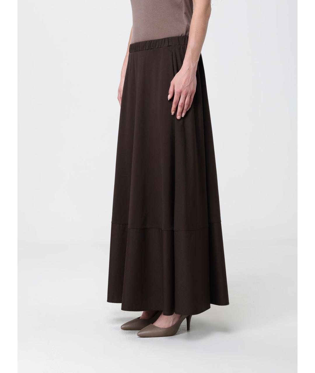 MAX MARA Коричневая хлопковая юбка макси, фото 4