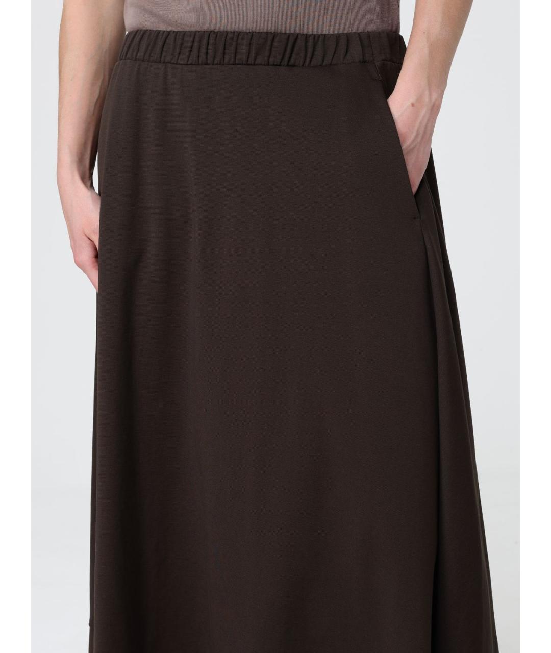 MAX MARA Коричневая хлопковая юбка макси, фото 5