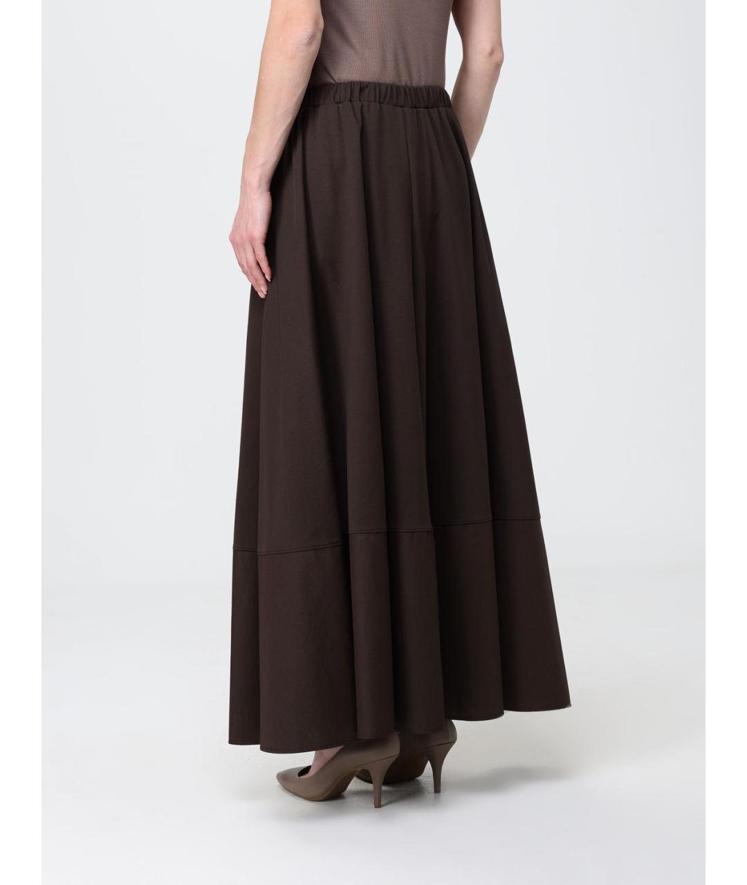 MAX MARA Коричневая хлопковая юбка макси, фото 3
