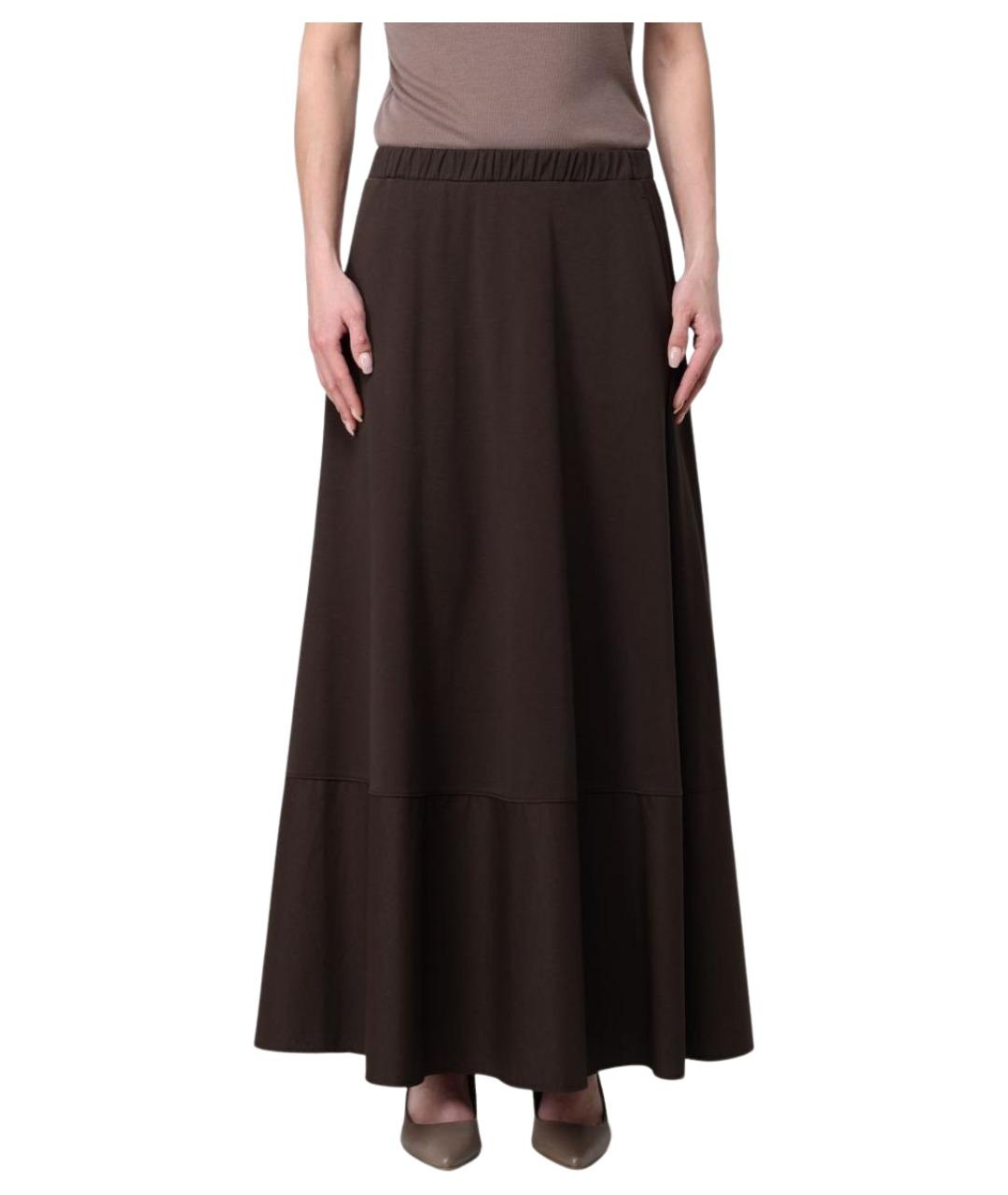MAX MARA Коричневая хлопковая юбка макси, фото 1