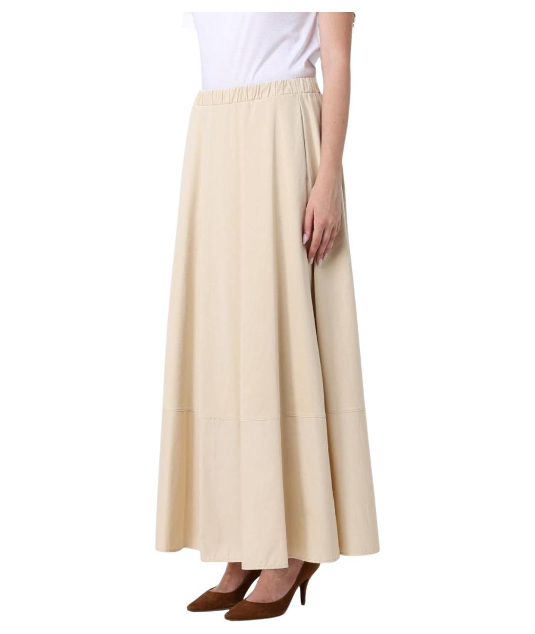 MAX MARA Бежевая хлопковая юбка макси, фото 3