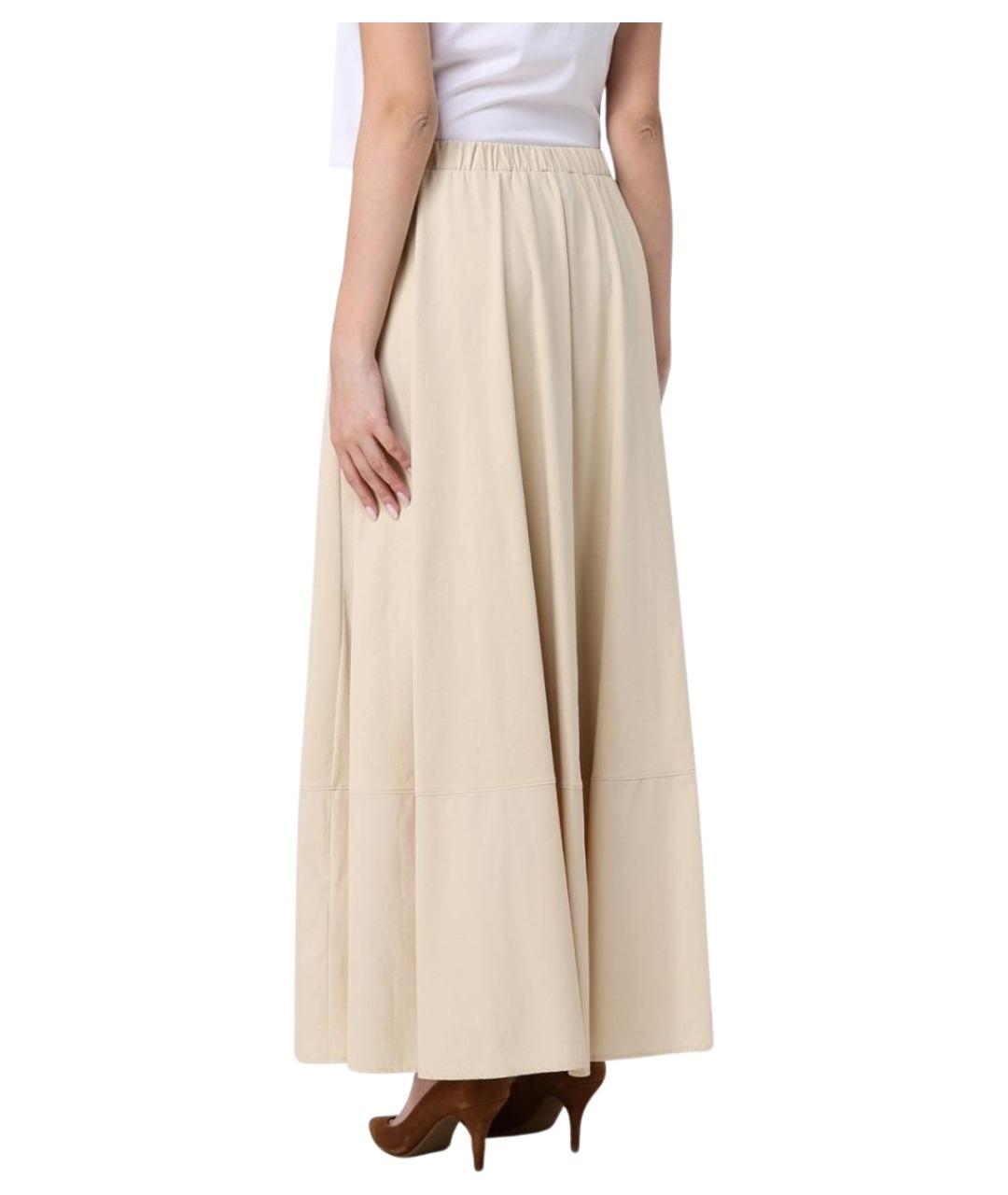 MAX MARA Бежевая хлопковая юбка макси, фото 2