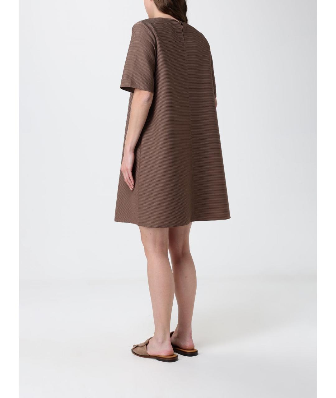MAX MARA Коричневое полиэстеровое повседневное платье, фото 2