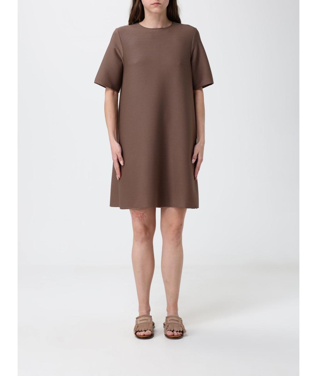 MAX MARA Коричневое полиэстеровое повседневное платье, фото 5