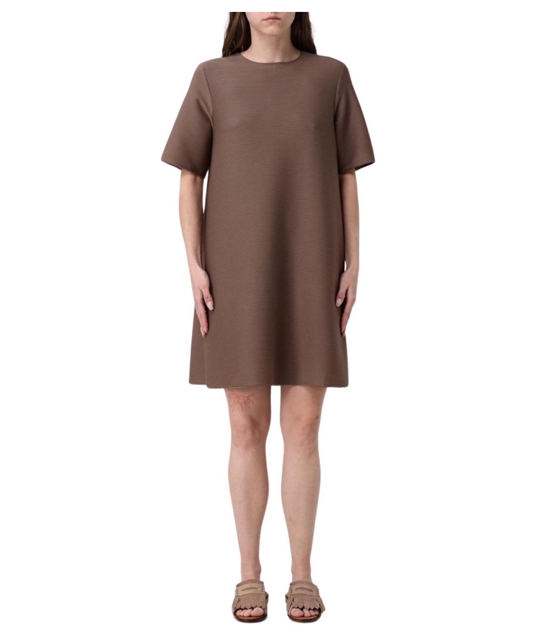 MAX MARA Коричневое полиэстеровое повседневное платье, фото 1