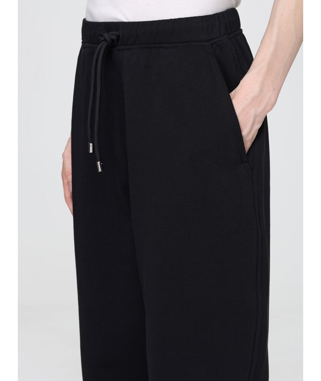 SPORTMAX Черные хлопко-эластановые прямые брюки, фото 3
