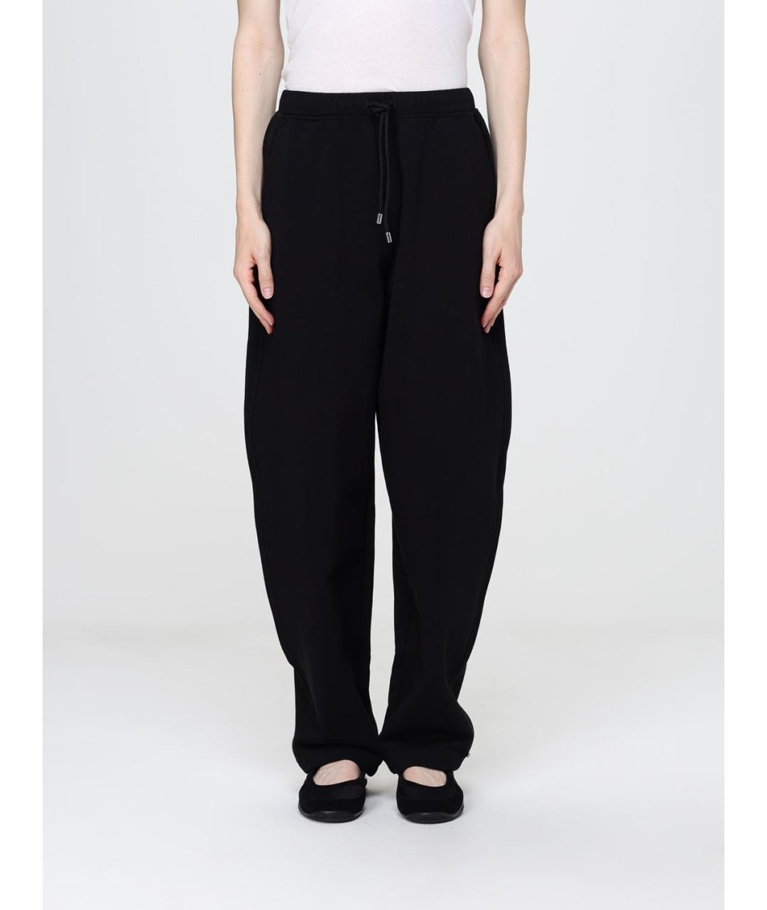 SPORTMAX Черные хлопко-эластановые прямые брюки, фото 4
