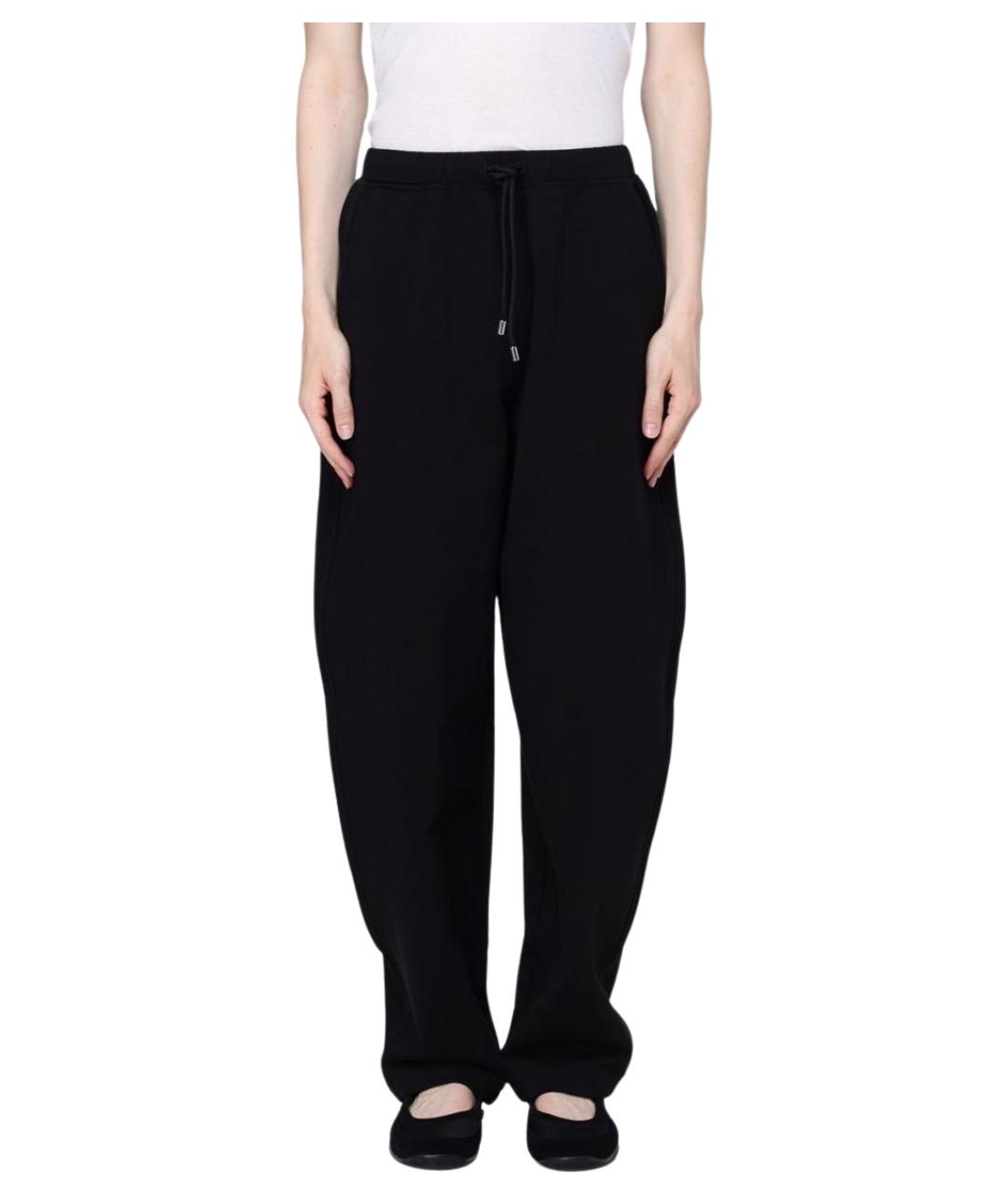 SPORTMAX Черные хлопко-эластановые прямые брюки, фото 1