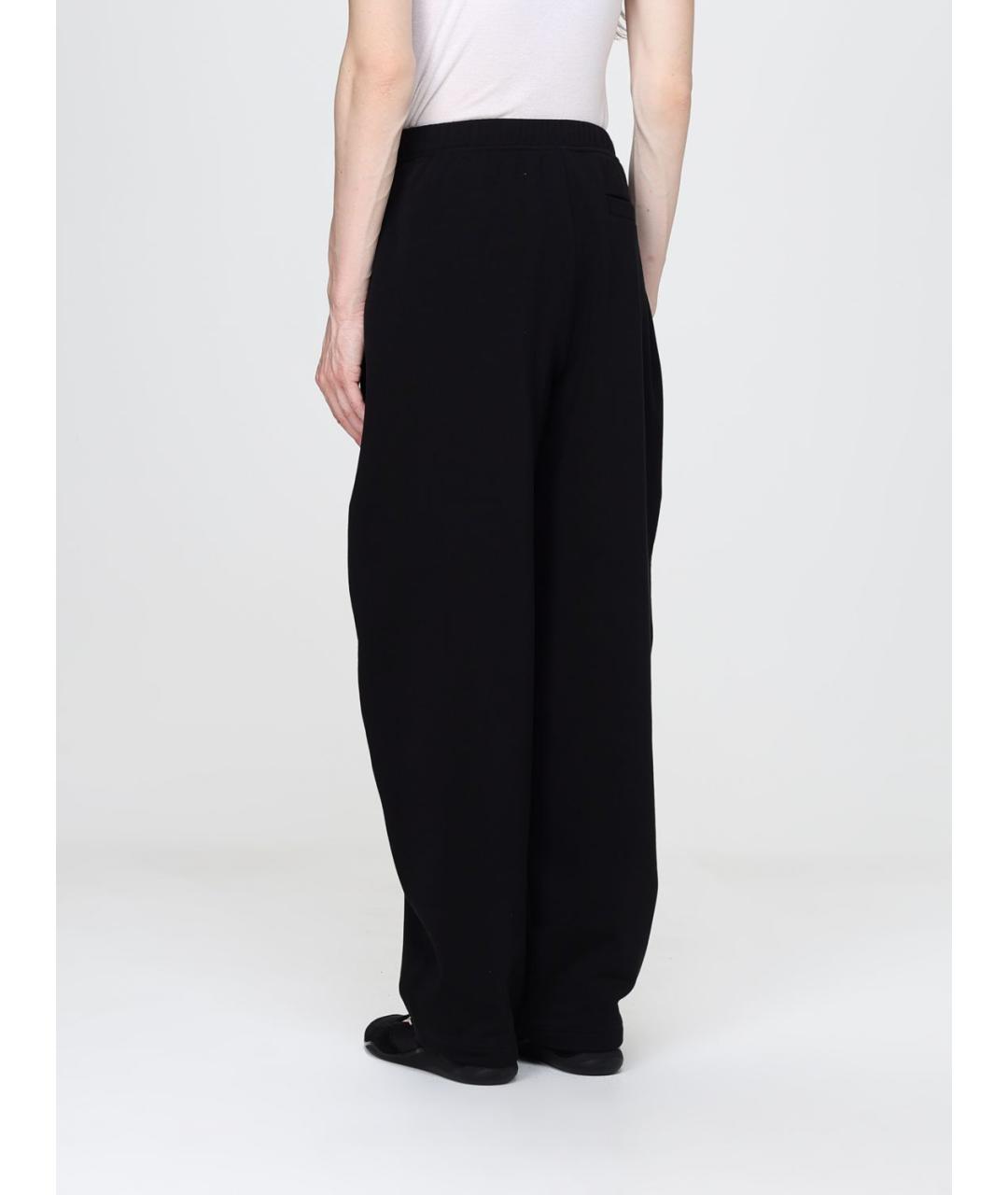 SPORTMAX Черные хлопко-эластановые прямые брюки, фото 2