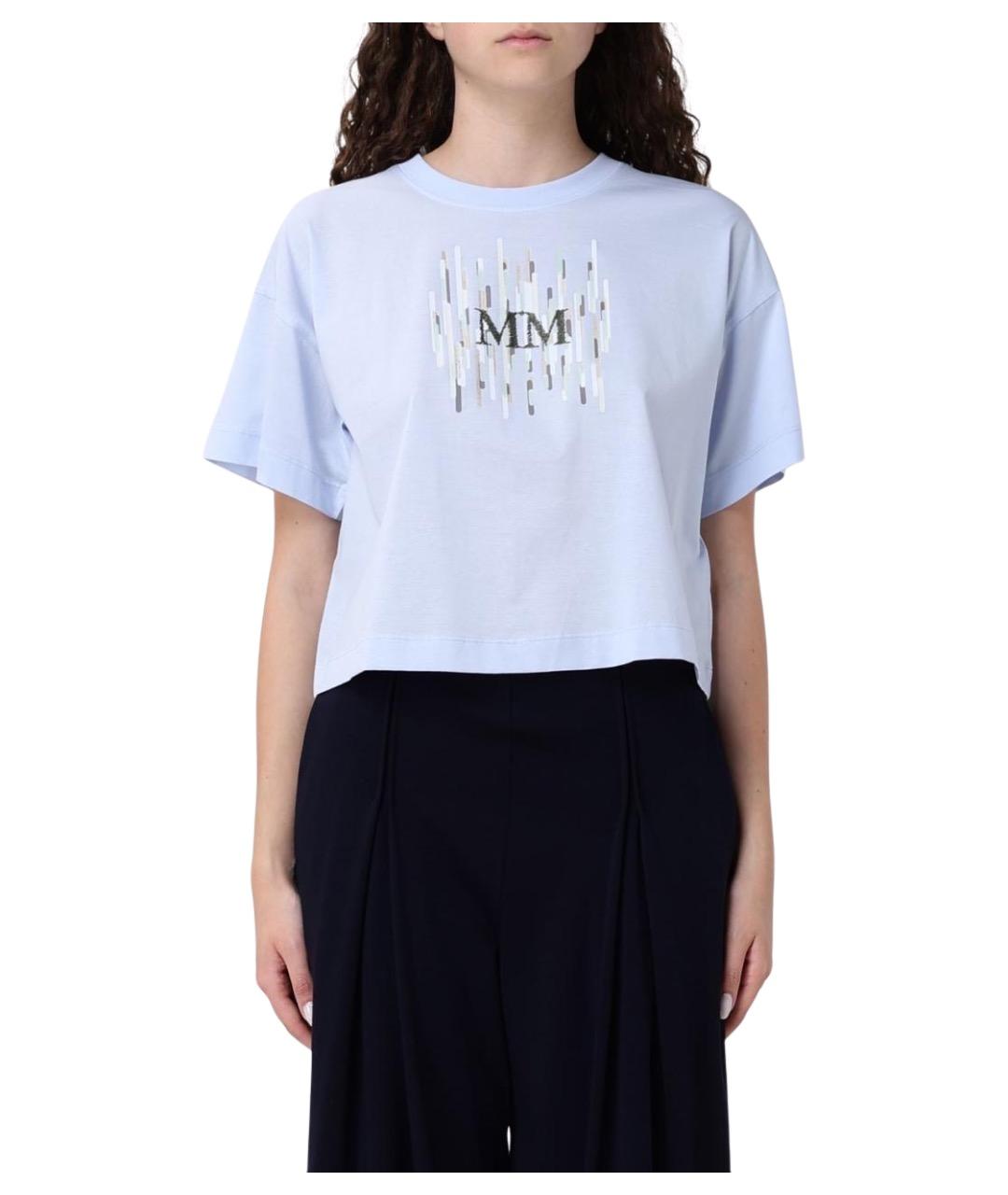 MAX MARA Голубая хлопковая футболка, фото 1