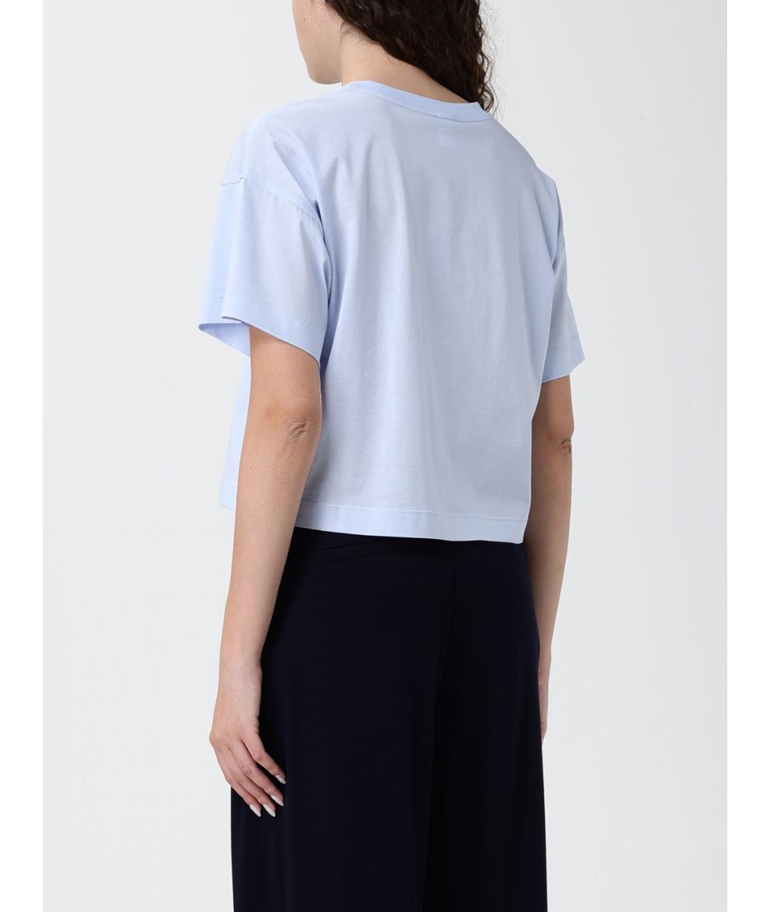 MAX MARA Голубая хлопковая футболка, фото 3
