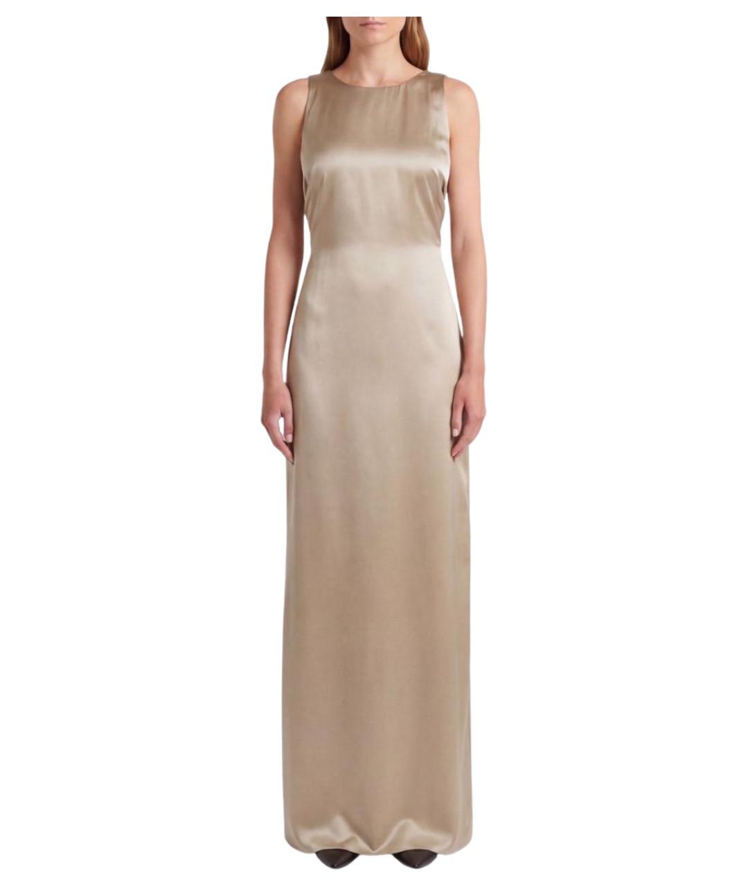 MAX MARA Бежевое шелковое вечернее платье, фото 1