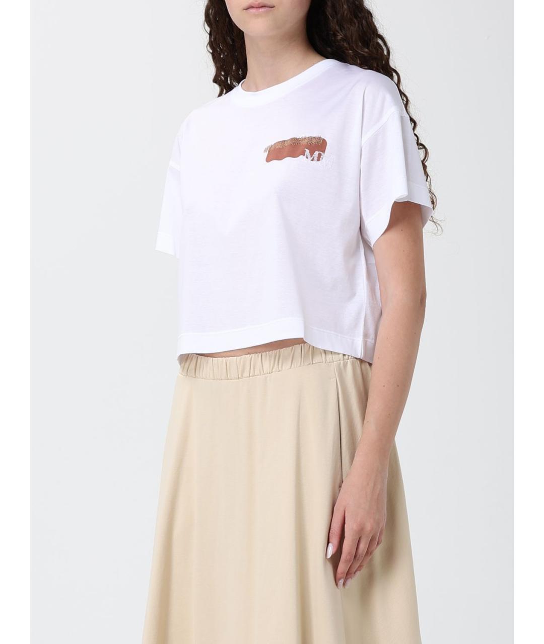 MAX MARA Белая хлопковая футболка, фото 4