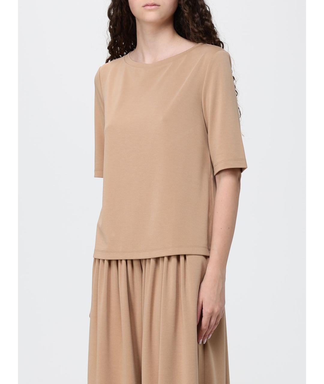 MAX MARA Бежевая футболка, фото 4