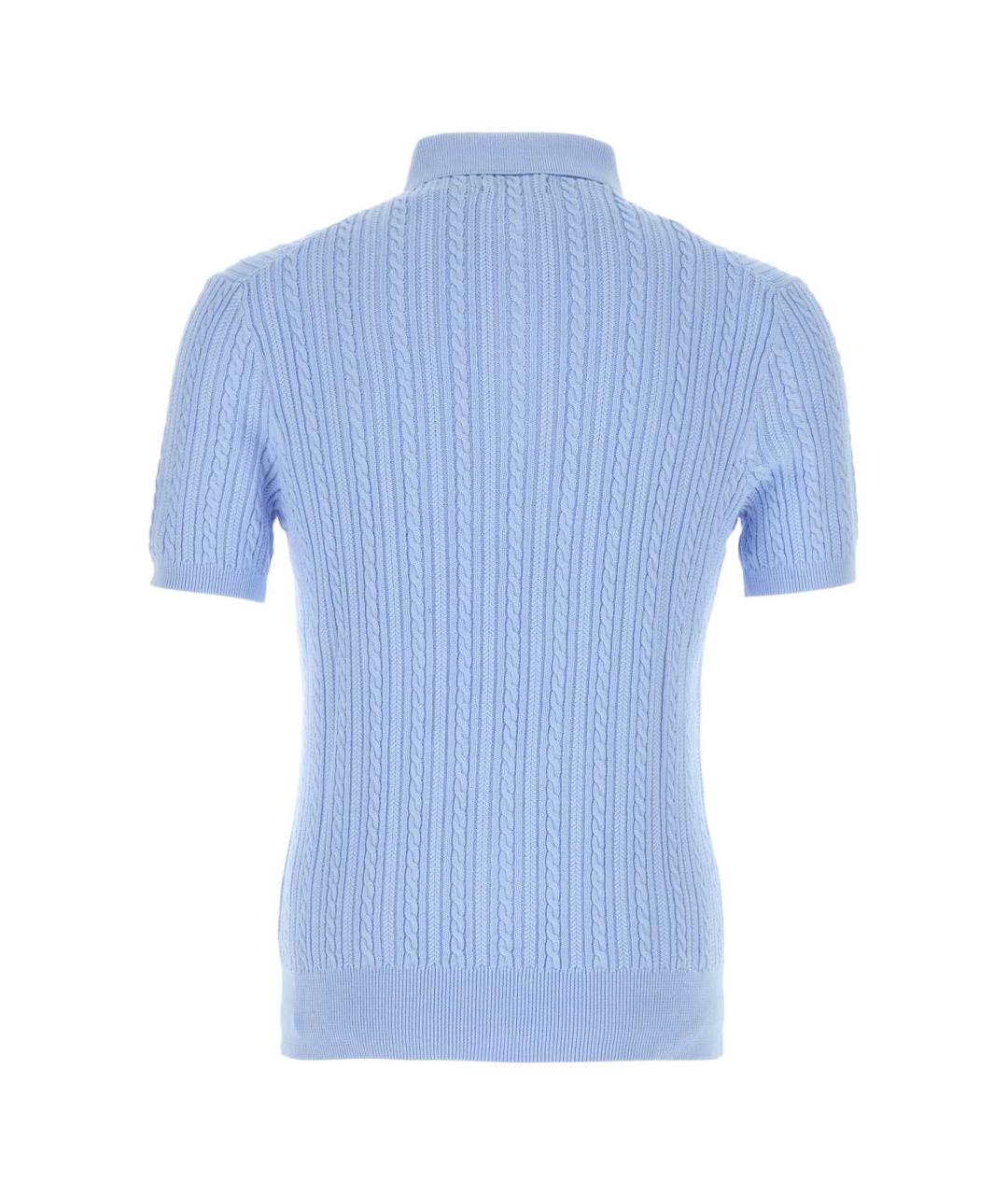 POLO RALPH LAUREN Голубое хлопковое поло с коротким рукавом, фото 2