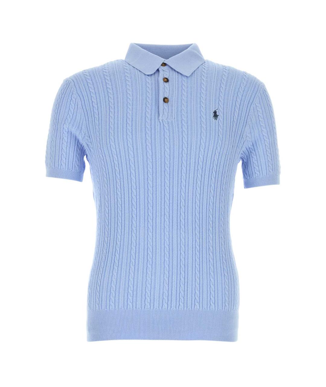 POLO RALPH LAUREN Голубое хлопковое поло с коротким рукавом, фото 1