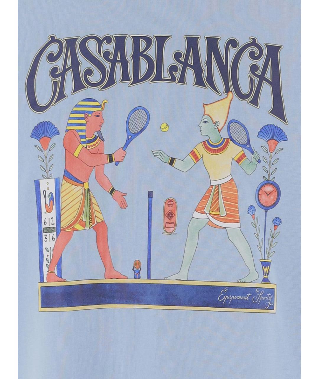 CASABLANCA Голубая хлопковая футболка, фото 3