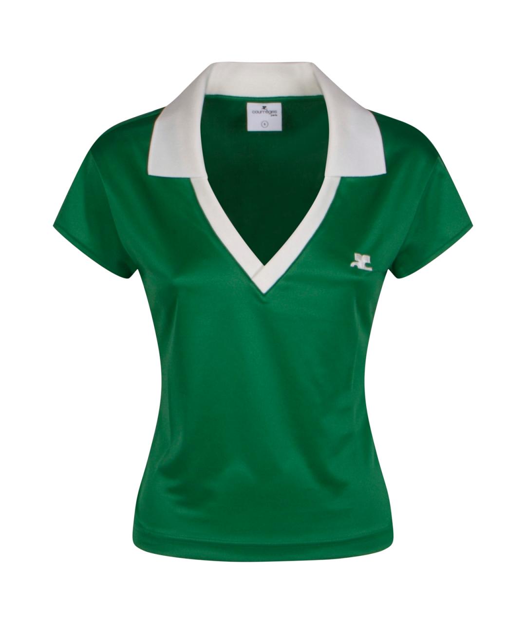 COURREGES Зеленая хлопковая футболка, фото 1