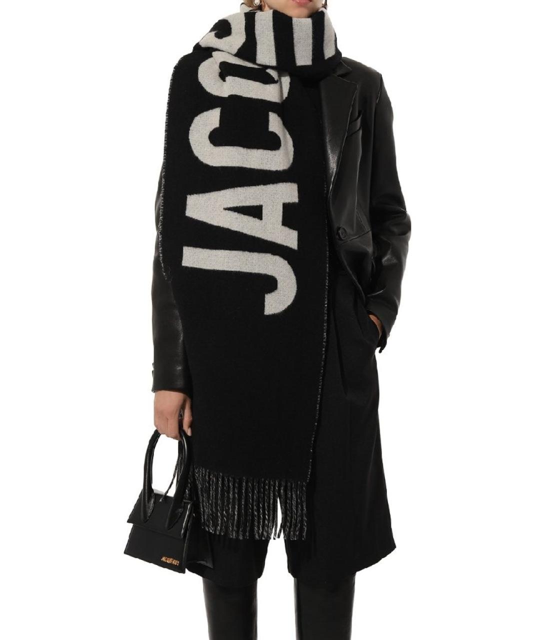 JACQUEMUS Черный шерстяной шарф, фото 4