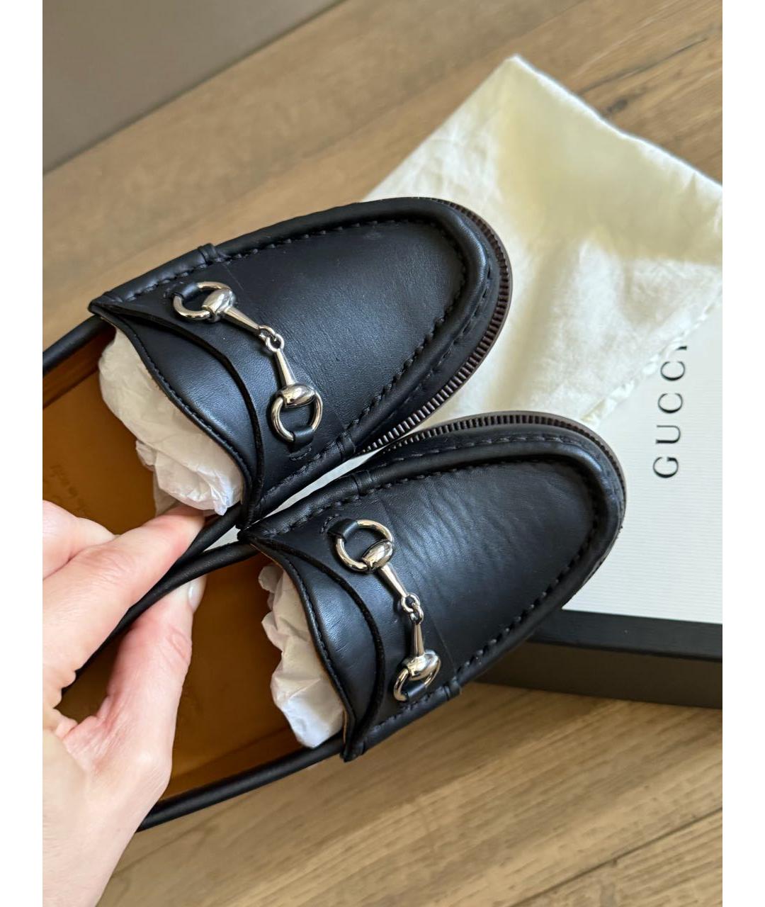 GUCCI Черные кожаные лоферы/мокасины, фото 2