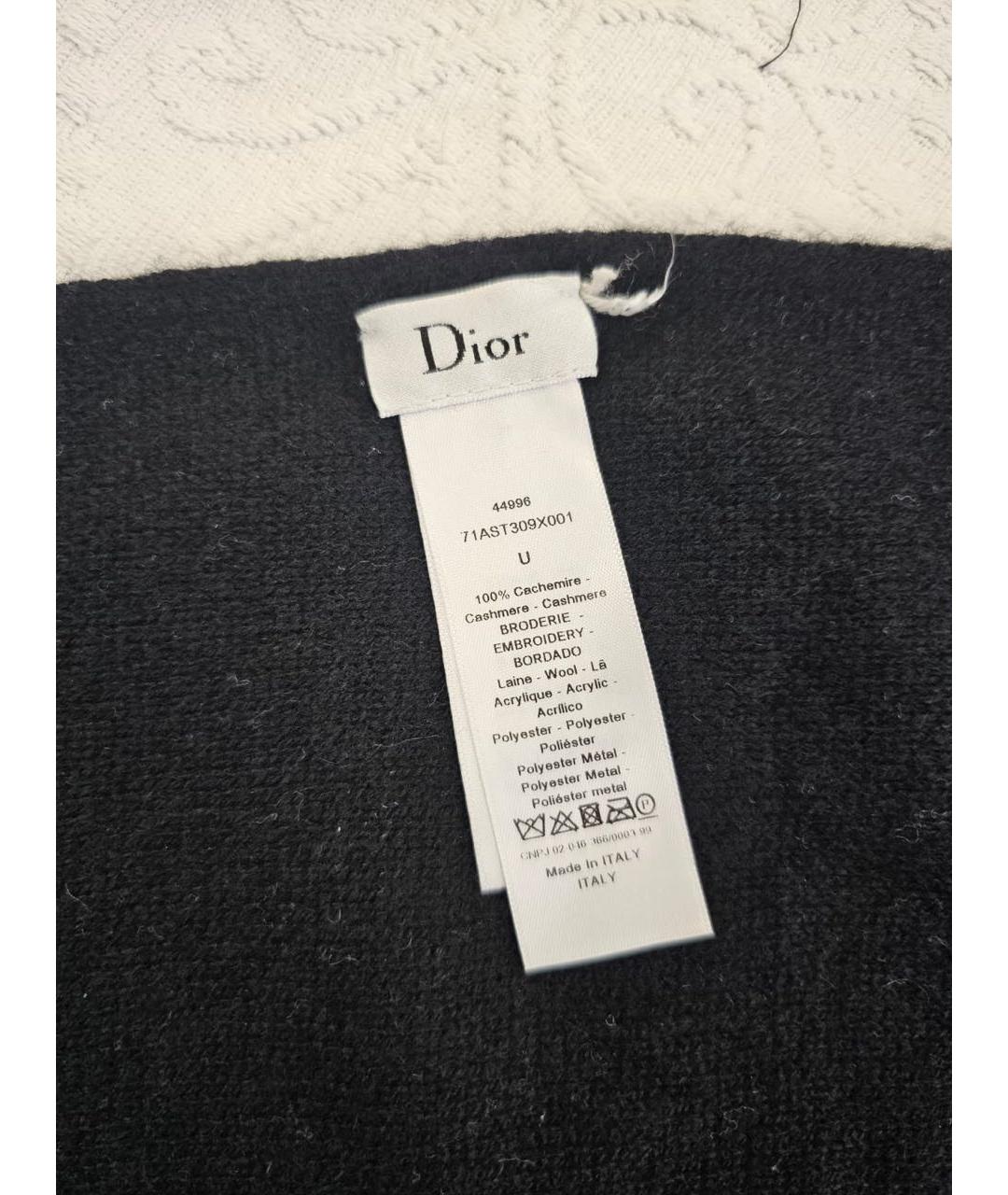 CHRISTIAN DIOR Черный кашемировый шарф, фото 5