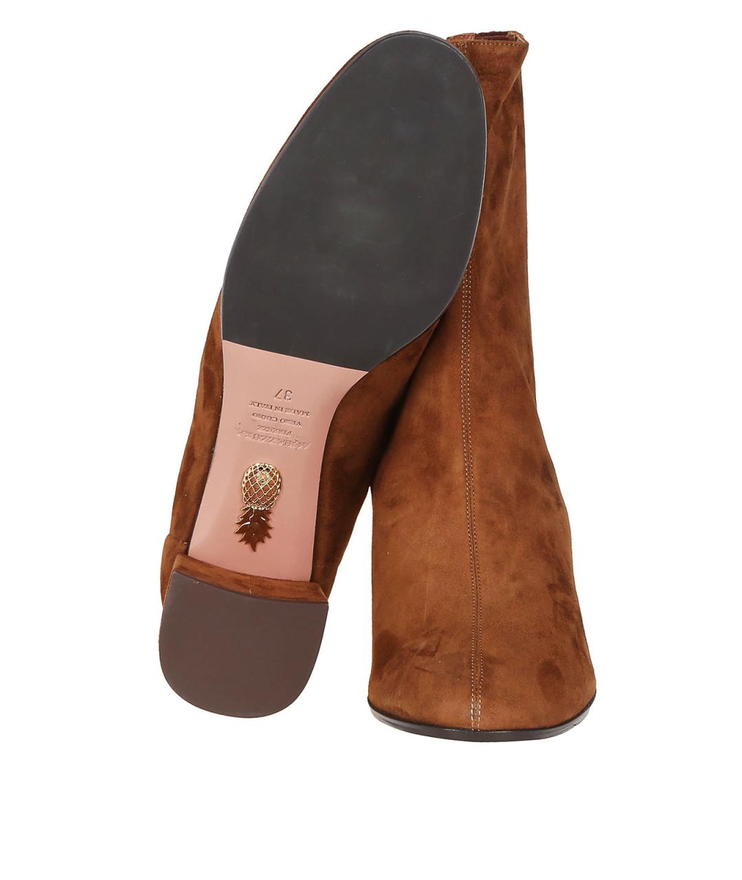 AQUAZZURA Коричневые замшевые ботильоны, фото 5