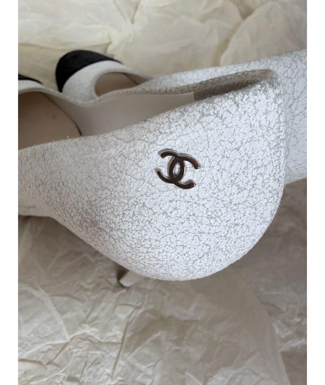 CHANEL Белые нубуковые туфли, фото 8