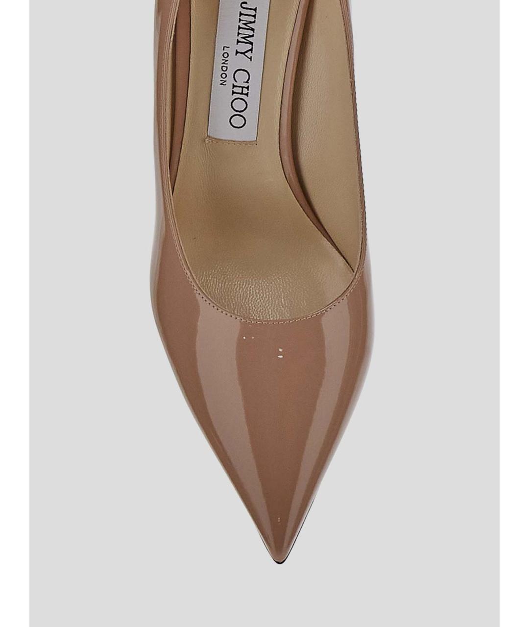 JIMMY CHOO Бежевые туфли из лакированной кожи, фото 4