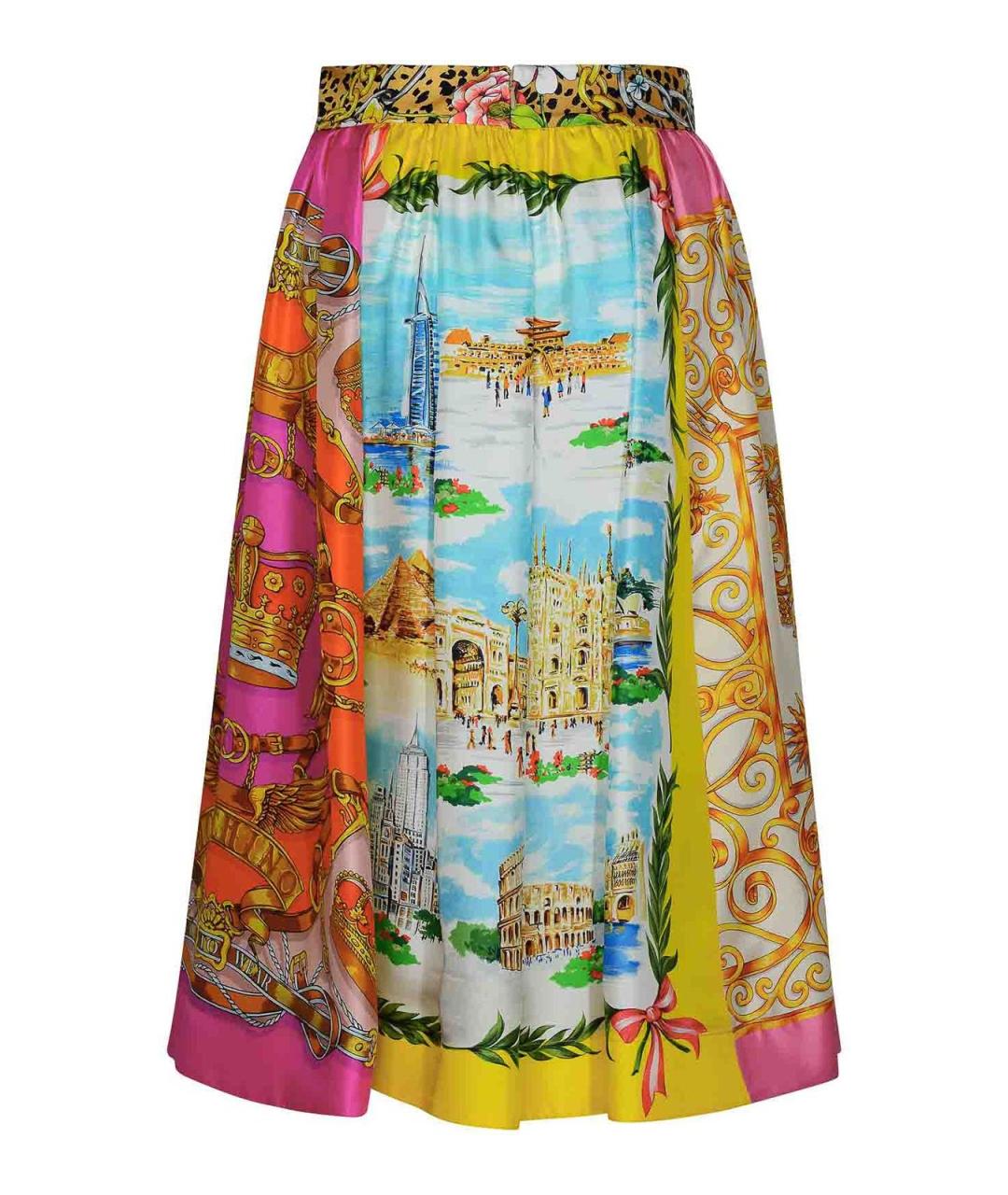 MOSCHINO Мульти шелковая юбка миди, фото 3