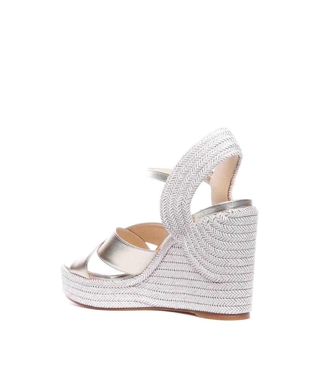 JIMMY CHOO Серебряные кожаные босоножки, фото 3