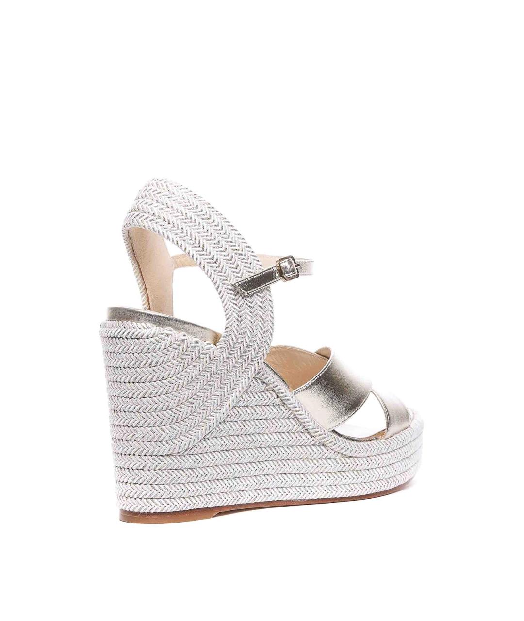 JIMMY CHOO Серебряные кожаные босоножки, фото 2