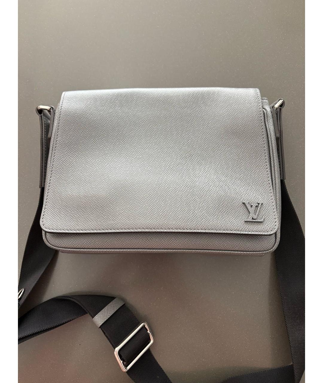 LOUIS VUITTON Серая кожаная сумка на плечо, фото 5