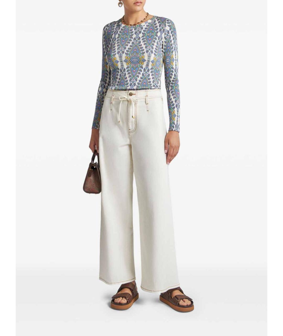 ETRO Белые хлопковые джинсы клеш, фото 3